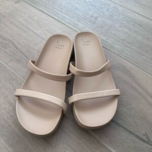 A New Day Women's Tan Slide Sandals